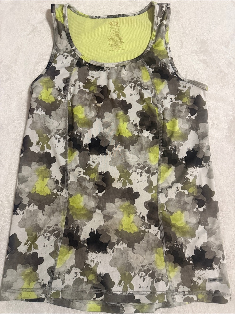 Women’s Floral-Print Performance Tank Top in Lime and Gray